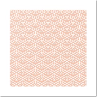 Trippy Eye Pattern (blush and white) Posters and Art